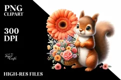 Whimsical Baby Squirrel with Flowers | Clipart Product Image 1