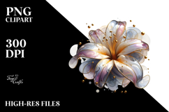 y Golden Watercolor Lily PNG Product Image 2
