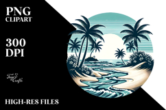 Vintage Tropical Island Beach PNG Product Image 2