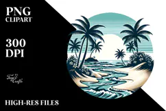 Vintage Tropical Island Beach PNG Product Image 2