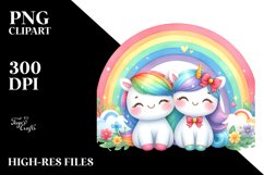 Cute Rainbow Between Clouds PNG Product Image 2