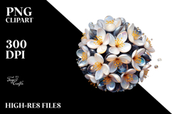 Abstract -Like Jasmine with Golden Insertions PNG Product Image 2