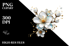 Abstract -Like Jasmine with Golden Insertions PNG Product Image 2