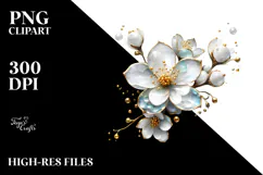Abstract -Like Jasmine with Golden Insertions PNG Product Image 2
