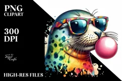 Quirky Colorful Seal Sunglasses Blowing Gum Product Image 1