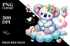 Colorful Watercolor Digital Painting with Adorned Koala PNG Product Image 2