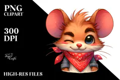 Sarcastic Mouse with Bandana, Watercolor PNG Product Image 2