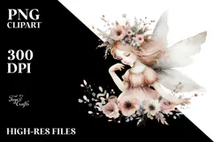 a Washed Watercolor Whimsical Fairy, White Background Product Image 2