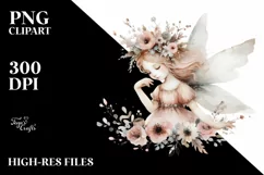 a Washed Watercolor Whimsical Fairy, White Background Product Image 3