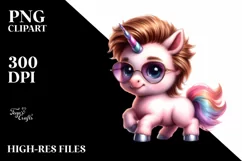 Baby Unicorn Posing as Johnny Bravo | Sublimation | Clipart Product Image 1