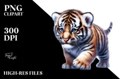 Baby Tiger Digital Watercolor PNG Product Image 2