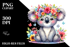 Cartoon Koala with Colorful Flower Crown Product Image 2