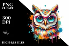 Quirky Colorful Owl Sunglasses Vibrant Paint Splashes Product Image 3