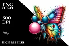 Butterfly Quirky Colorful Sunglasses Vibrant Chewing Gum Product Image 1