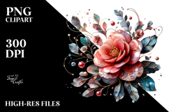 Abstract Glossy Camellia PNG Product Image 2