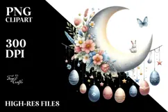 Watercolor Bunny with Half Moon PNG Product Image 2