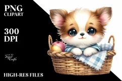 Cute Smiling Baby in Basket PNG Product Image 1