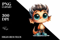 Expressive Baby Dragon with Big Shoes PNG Product Image 1