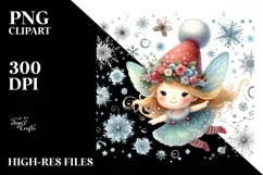 Cute Fairy with Snow Flakes PNG Product Image 2