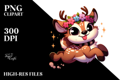 Sarcastic Deer with Flower Crown, High-Res PNG Product Image 2