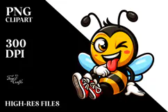 Silly Cartoon Bee with Winking Eye PNG Product Image 2