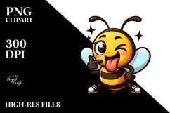 Silly Cartoon Bee with Winking Eye PNG Product Image 2