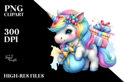 colorful Baby Unicorn with Sack of Gifts Product Image 2
