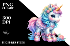 colorful Baby Unicorn in Ballerina&#039;s Slippers Product Image 2