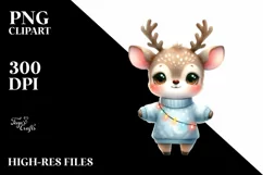 Winter Deer with Reindeer Horns PNG Product Image 1