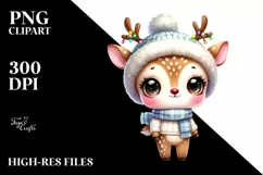 Winter Deer with Reindeer Horns PNG Product Image 1