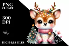Winter Deer with Reindeer Horns PNG Product Image 1