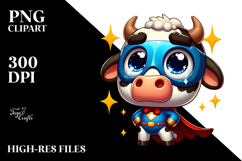 Happy Cow in Superhero Cape, PNG Product Image 2