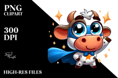 Happy Cow in Superhero Cape, PNG Product Image 2
