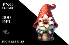 Cute Gnome with Lily PNG Product Image 2