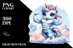 Cute Unicorn Posing as Body Builder Clipart Product Image 1