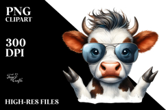 Watercolor Baby Cow Cool Hair PNG Product Image 2