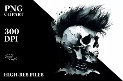 Skull with Hair, Bored, Simple PNG Product Image 3