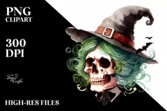 Skull with Hair, Bored, Simple PNG Product Image 1