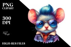 Posing Baby Mouse with Contempt, Vibrant Watercolor PNG Product Image 3