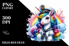 colorful Baby Unicorn in Sailor's Uniform Product Image 3