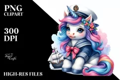 colorful Baby Unicorn in Sailor's Uniform Product Image 3