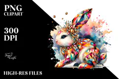 Colorful Bunny made of Diamonds PNG Product Image 2