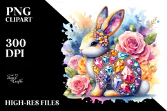 Colorful Bunny made of Diamonds PNG Product Image 2