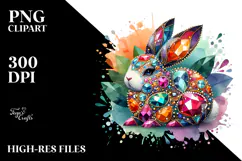 Colorful Bunny made of Diamonds PNG Product Image 2