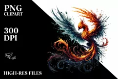 Distressed Phoenix Bird made of Fire and Ice PNG Product Image 2