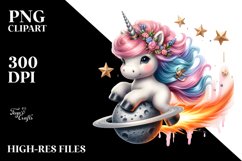 Cute Unicorn Riding on a Comet Clipart Product Image 3