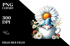 Cute Gnome with Daisy Floral Frame PNG Product Image 2