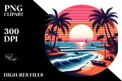 Tropical Beach Sunset Clipart PNG Product Image 2