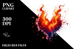 Colorful Fire Heart PNG Product Image 2