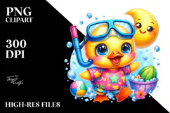 Colorful Baby Duck in Bath PNG Product Image 2